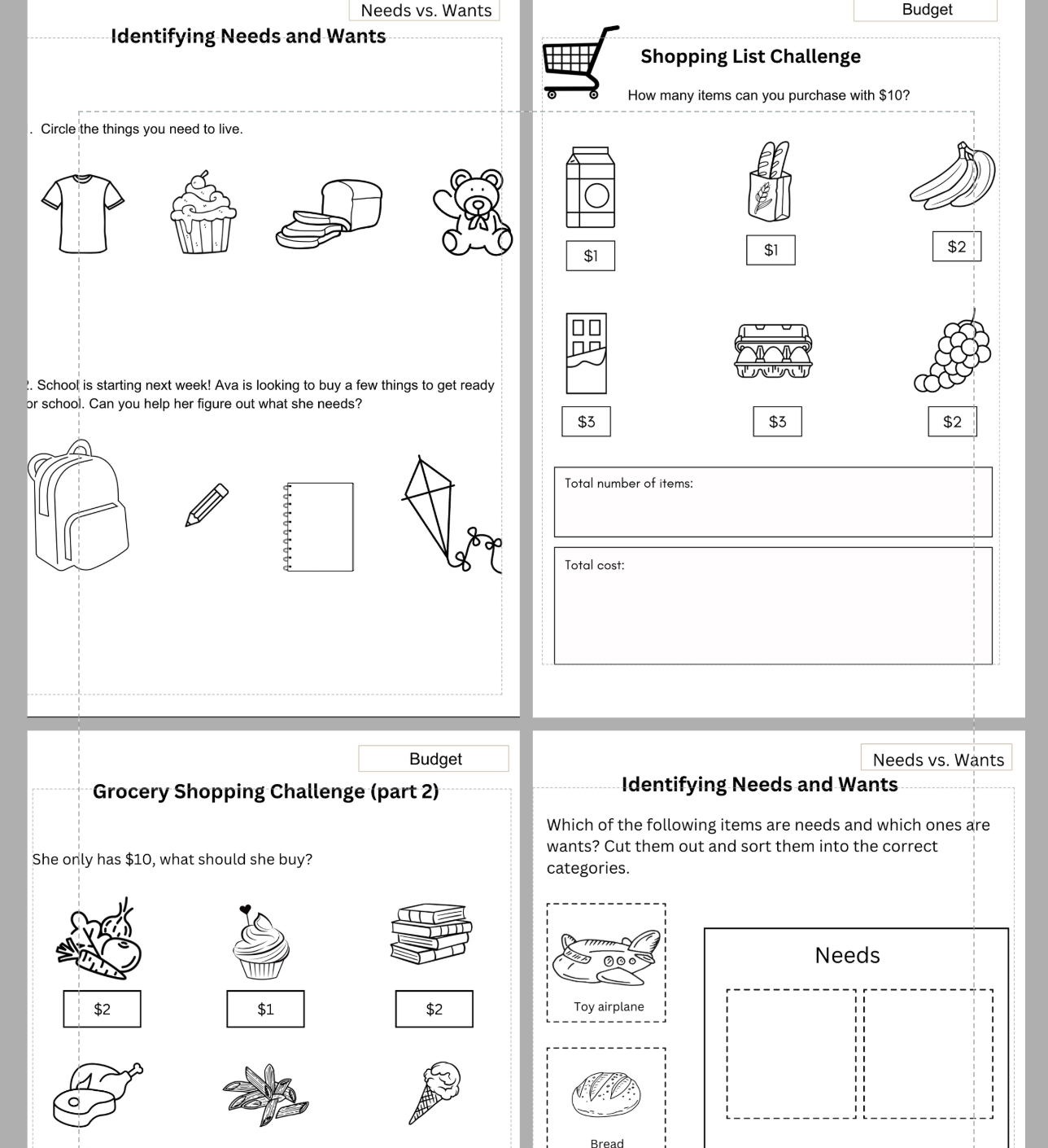 Financial Literacy Worksheets Level 1